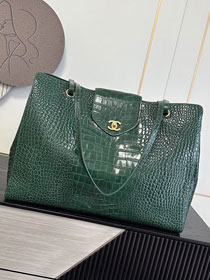 CC crocodile calfskin large shopping bag AS6245 green