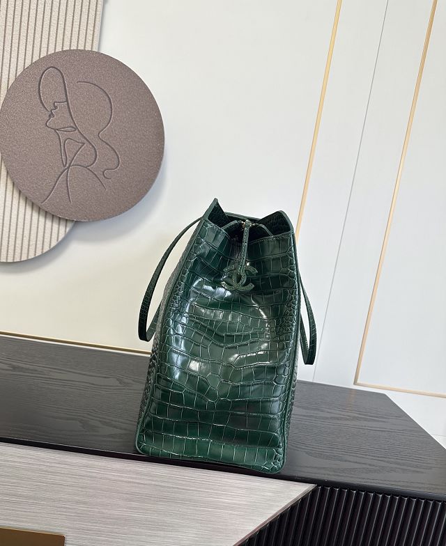CC crocodile calfskin large shopping bag AS6245 green