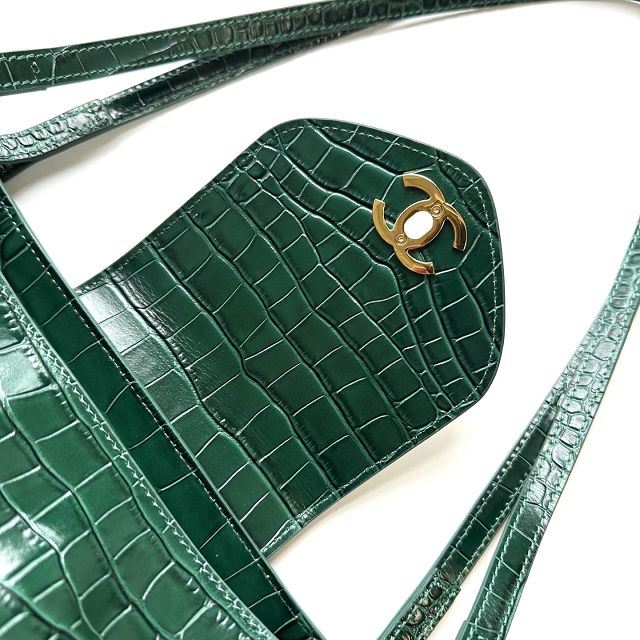 CC crocodile calfskin large shopping bag AS6245 green