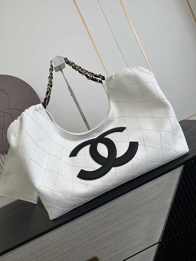 CC denim shopping bag AS6191 white