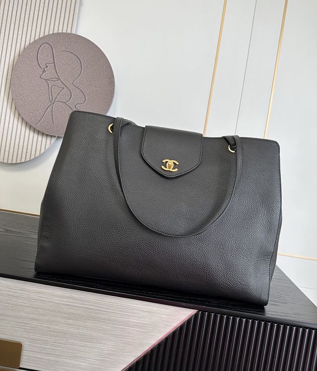 CC grained calfskin large shopping bag AS6245 black