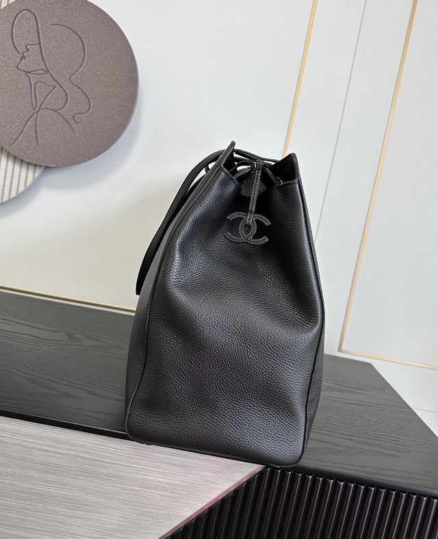 CC grained calfskin large shopping bag AS6245 black