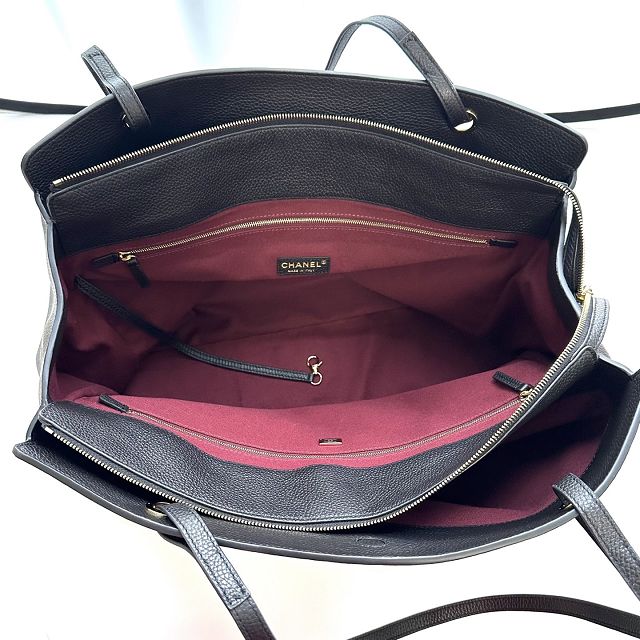 CC grained calfskin large shopping bag AS6245 black