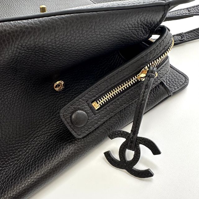 CC grained calfskin large shopping bag AS6245 black