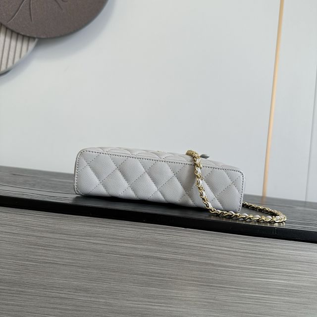 CC grained calfskin vanity with chain AP5475 light grey
