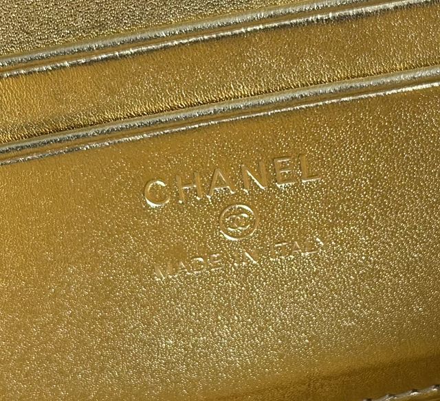 CC metallic calfskin vanity with chain AP5475 gold