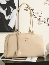CC calfskin large bowling bag AS6580 beige