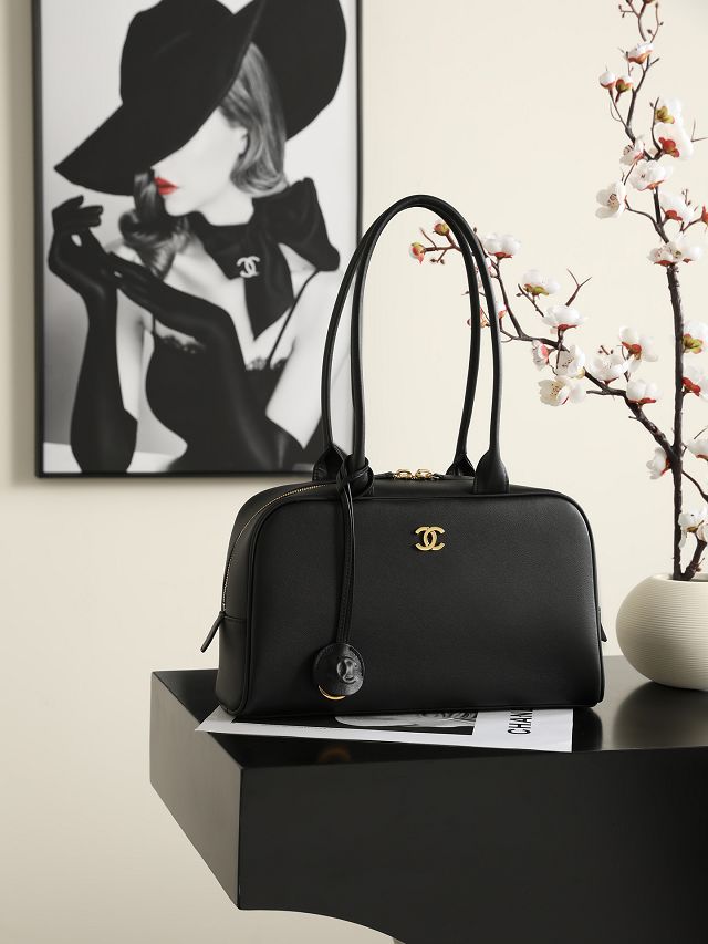 CC calfskin large bowling bag AS6580 black 
