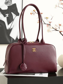 CC calfskin large bowling bag AS6580 bordeaux