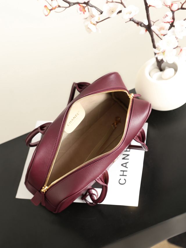 CC calfskin large bowling bag AS6580 bordeaux