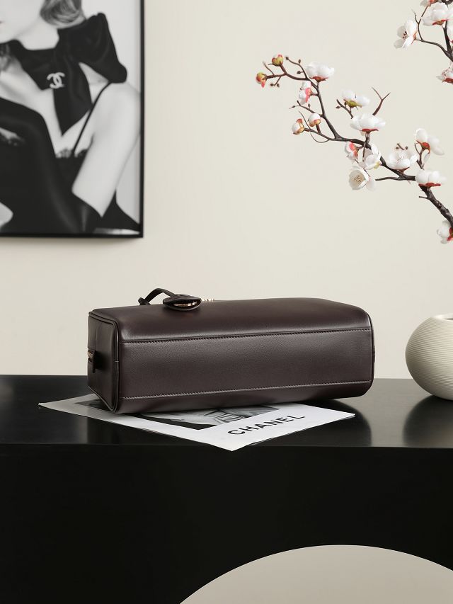 CC calfskin large bowling bag AS6580 dark brown