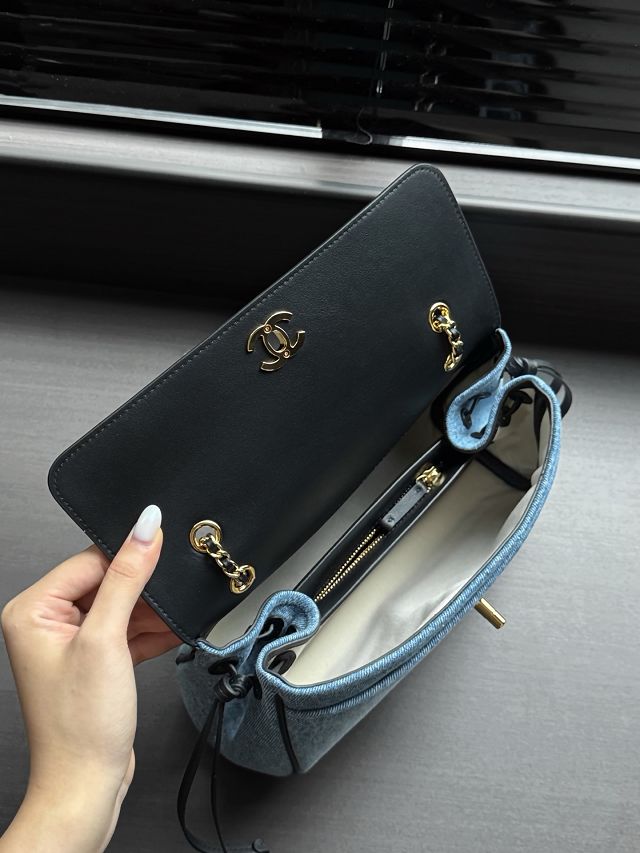 CC denim small tote bag AS6427 black&blue