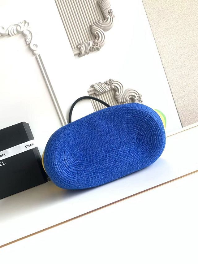 CC raffia large shopping bag AS6148 blue&yellow&green