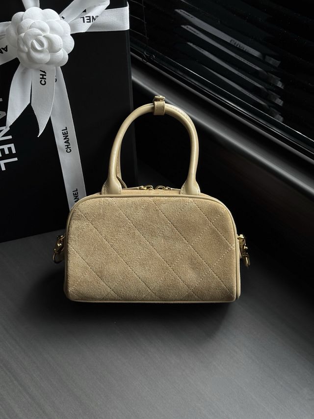 CC suede calfskin clutch with strap AP5528 beige