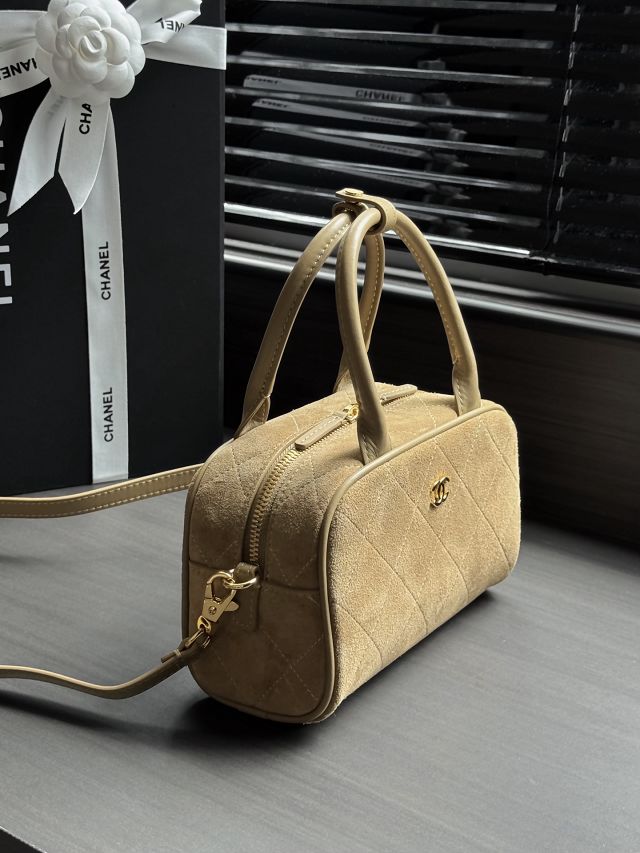 CC suede calfskin clutch with strap AP5528 beige