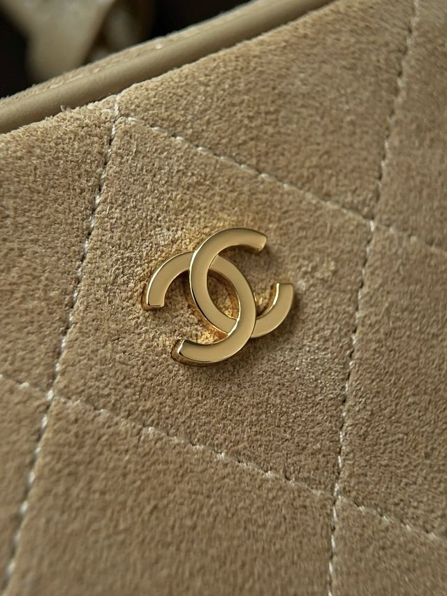 CC suede calfskin clutch with strap AP5528 beige