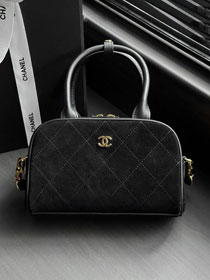 CC suede calfskin clutch with strap AP5528 black
