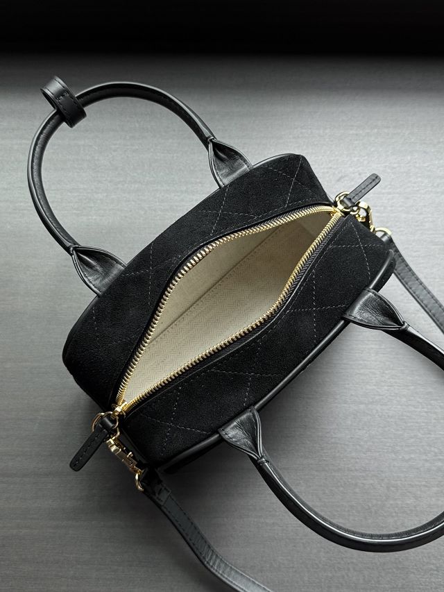 CC suede calfskin clutch with strap AP5528 black