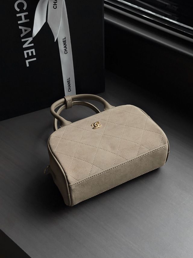 CC suede calfskin clutch with strap AP5528 grey