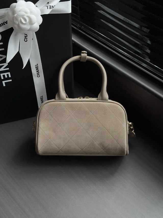 CC suede calfskin clutch with strap AP5528 grey