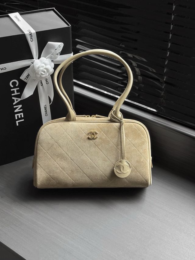 CC suede calfskin large bowling bag AS6580 beige