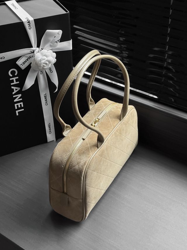 CC suede calfskin large bowling bag AS6580 beige
