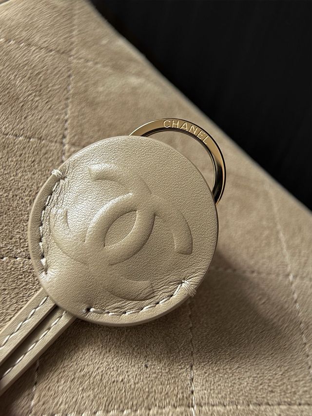 CC suede calfskin large bowling bag AS6580 beige