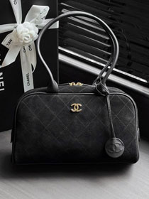 CC suede calfskin large bowling bag AS6580 black