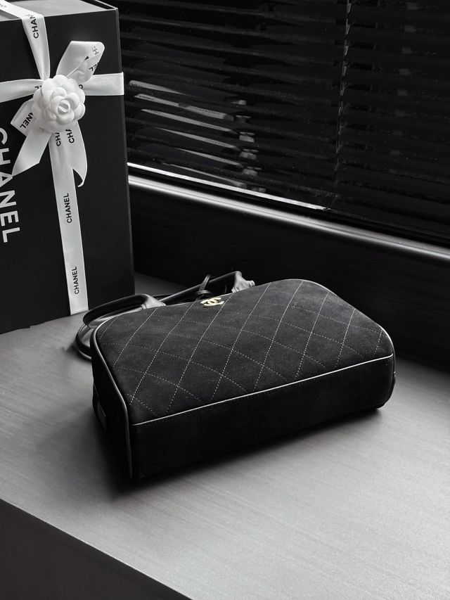 CC suede calfskin large bowling bag AS6580 black
