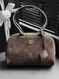 CC suede calfskin large bowling bag AS6580 dark brown