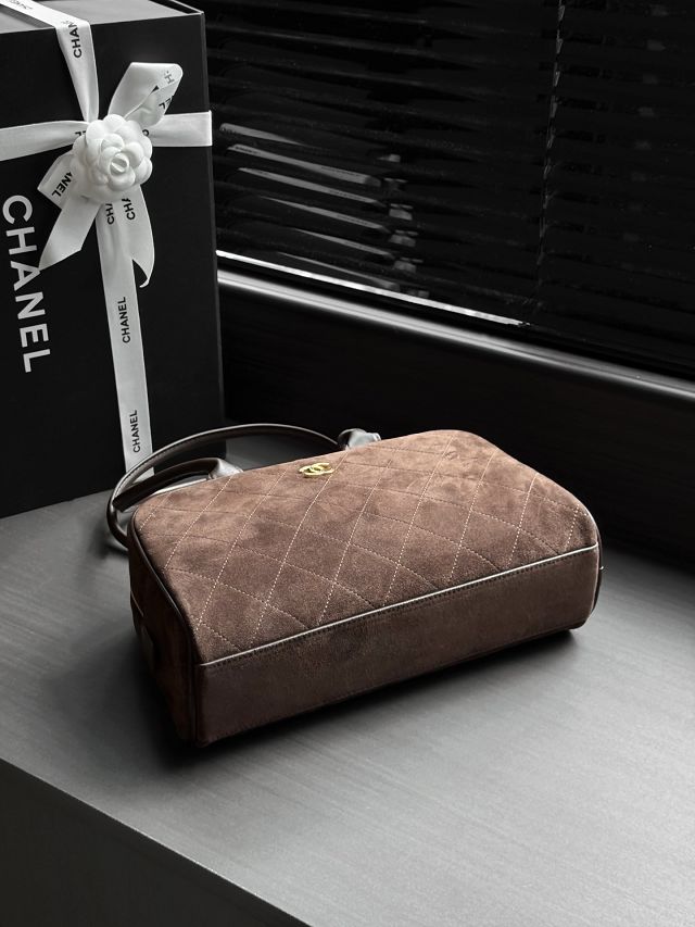 CC suede calfskin large bowling bag AS6580 dark brown