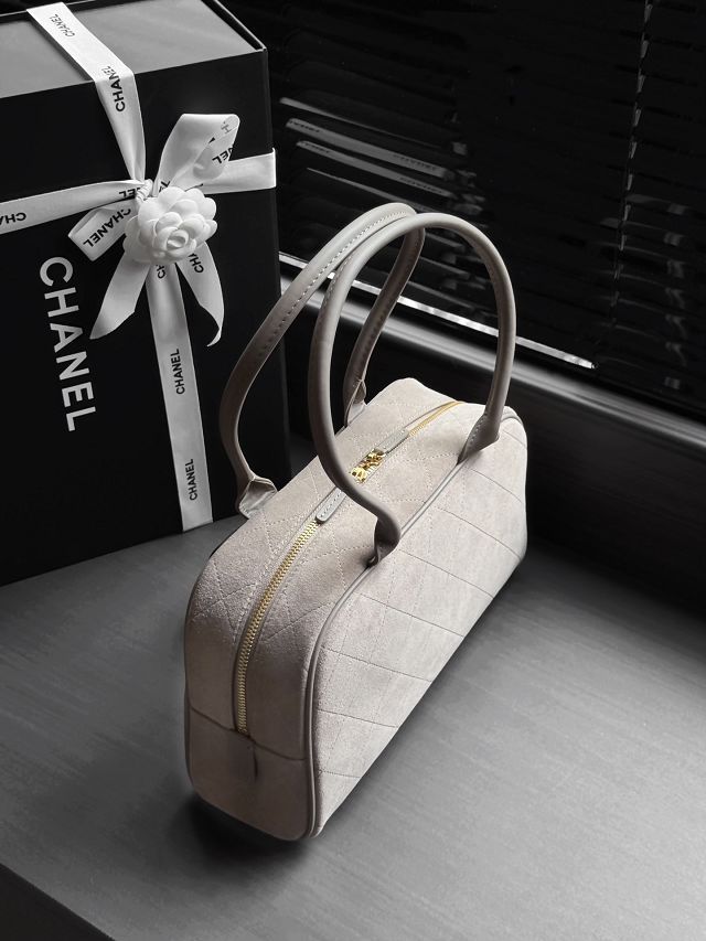 CC suede calfskin large bowling bag AS6580 grey