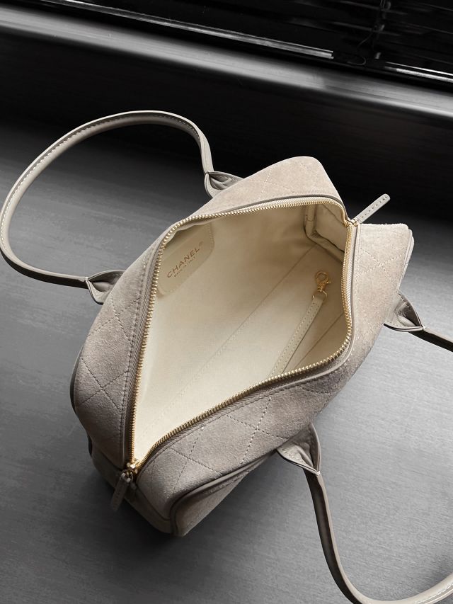 CC suede calfskin large bowling bag AS6580 grey