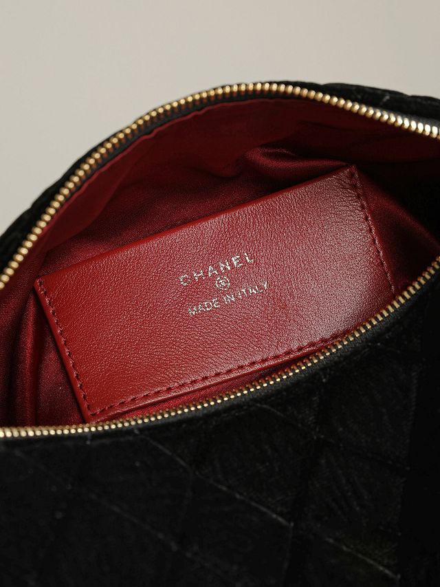 CC velvet clutch with strap AP5310 black