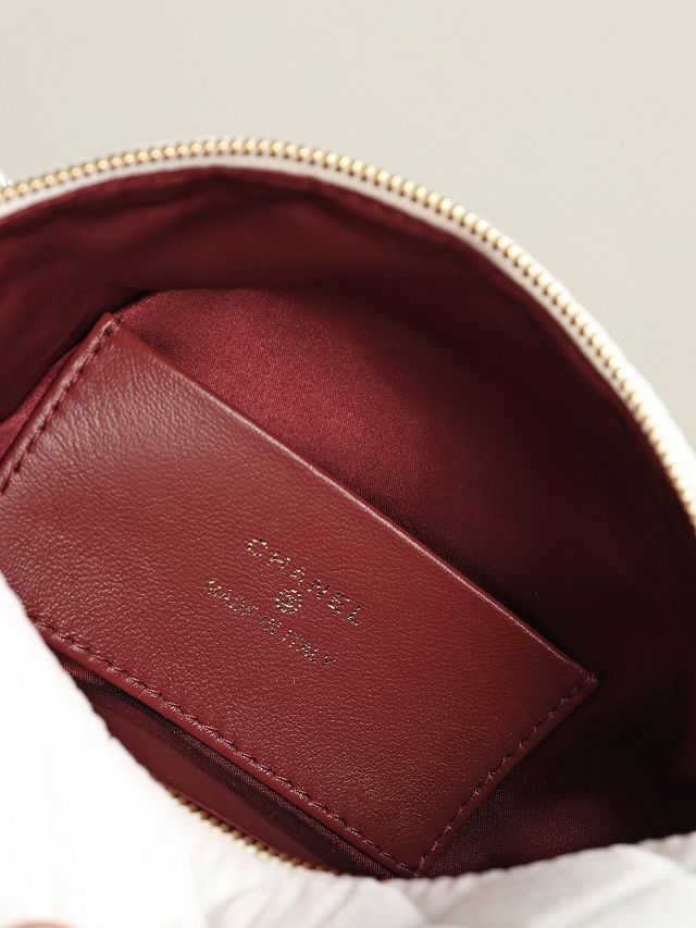 CC velvet clutch with strap AP5310 white