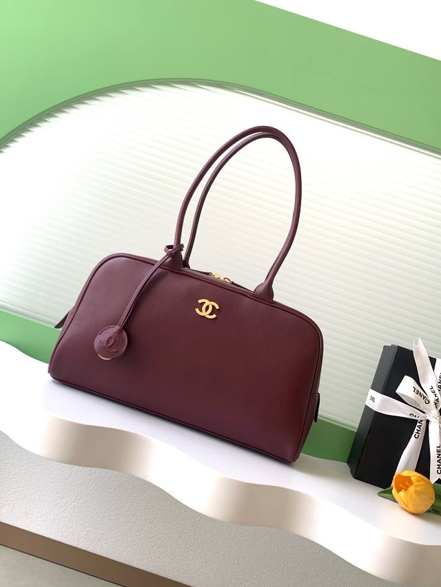 CC calfskin large bowling bag AS6211 bordeaux