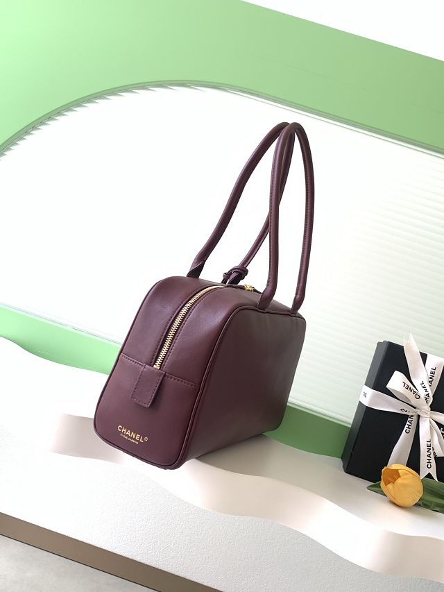 CC calfskin large bowling bag AS6211 bordeaux