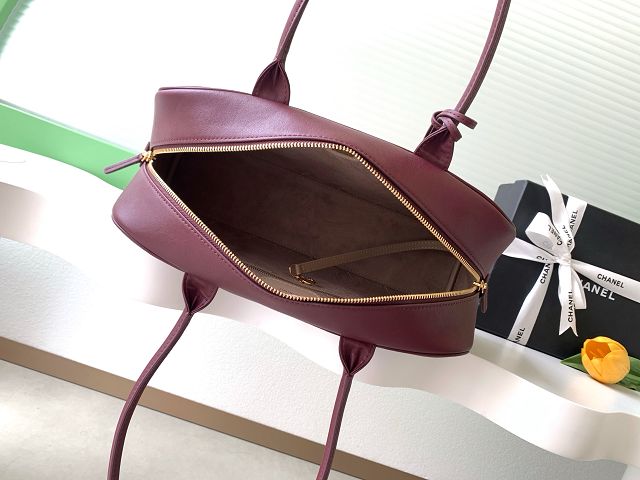 CC calfskin large bowling bag AS6211 bordeaux