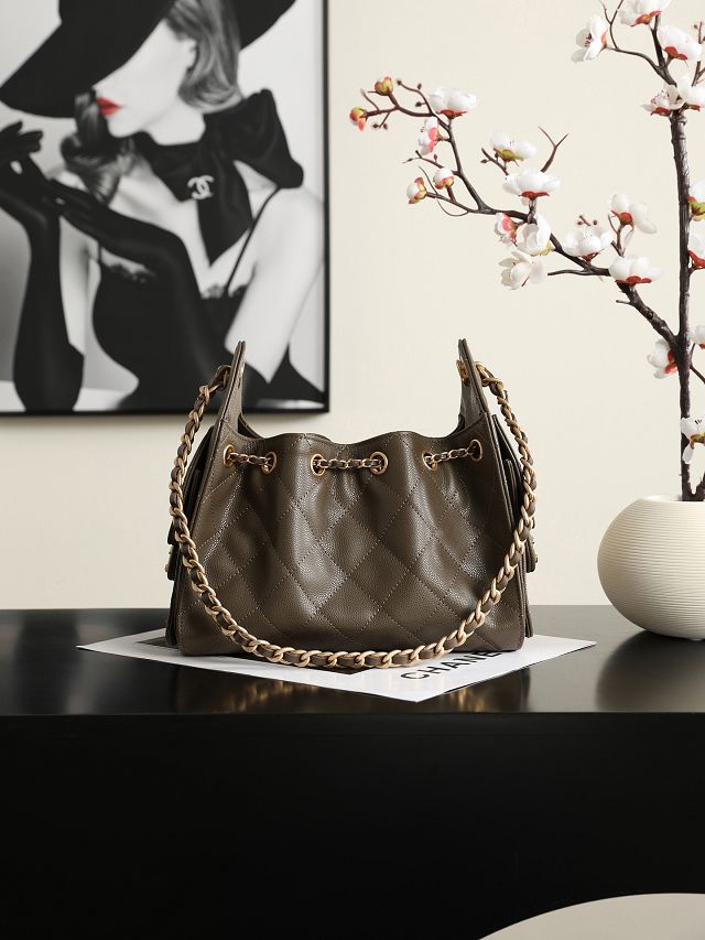 CC grained calfskin 25 mini handbag AS5631 dark khaki