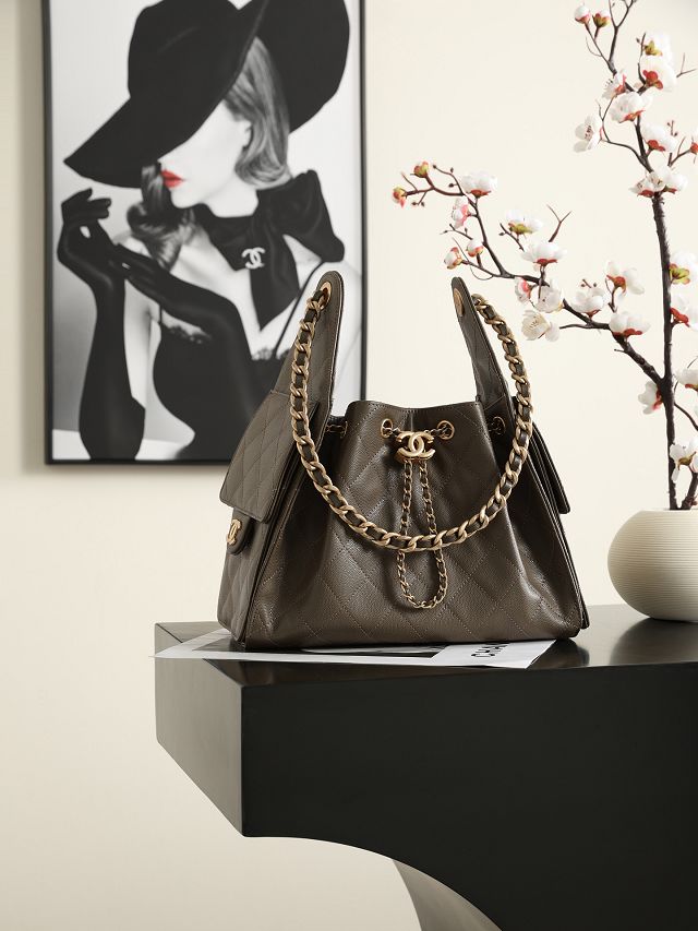 CC grained calfskin 25 small handbag AS5293 dark khaki