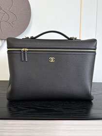 CC grained calfskin top handle flap bag AS6308 black