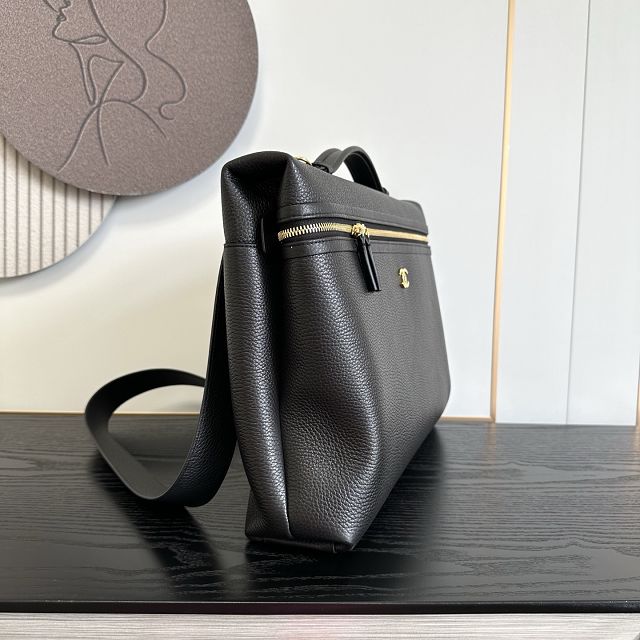 CC grained calfskin top handle flap bag AS6308 black