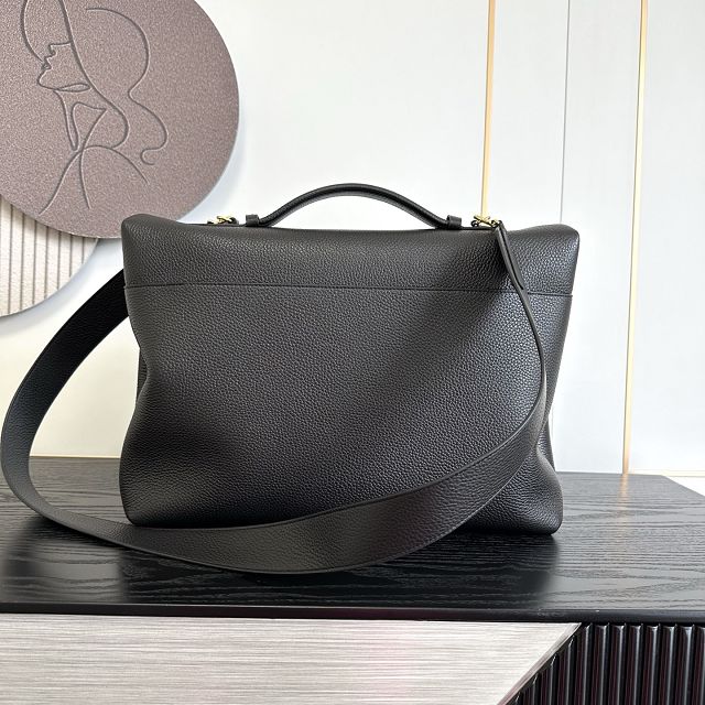 CC grained calfskin top handle flap bag AS6308 black