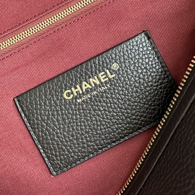 CC grained calfskin top handle flap bag AS6308 black