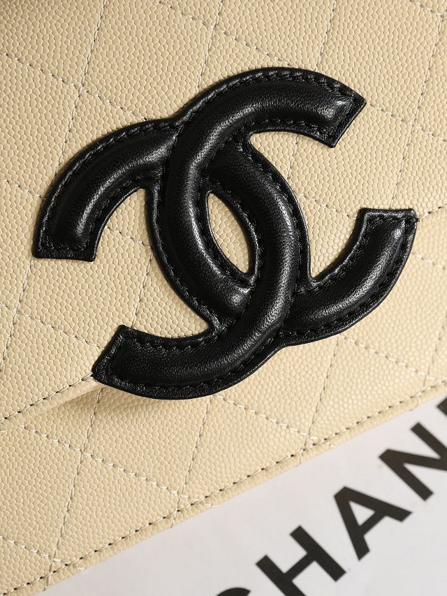 CC grained calfskin wallet on chain AP5455 beige