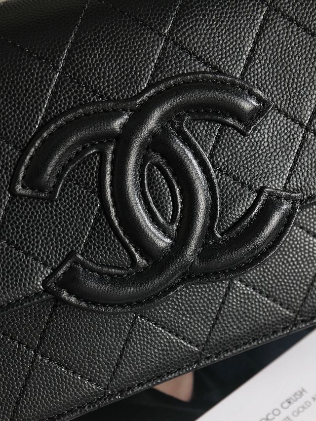 CC grained calfskin wallet on chain AP5455 black