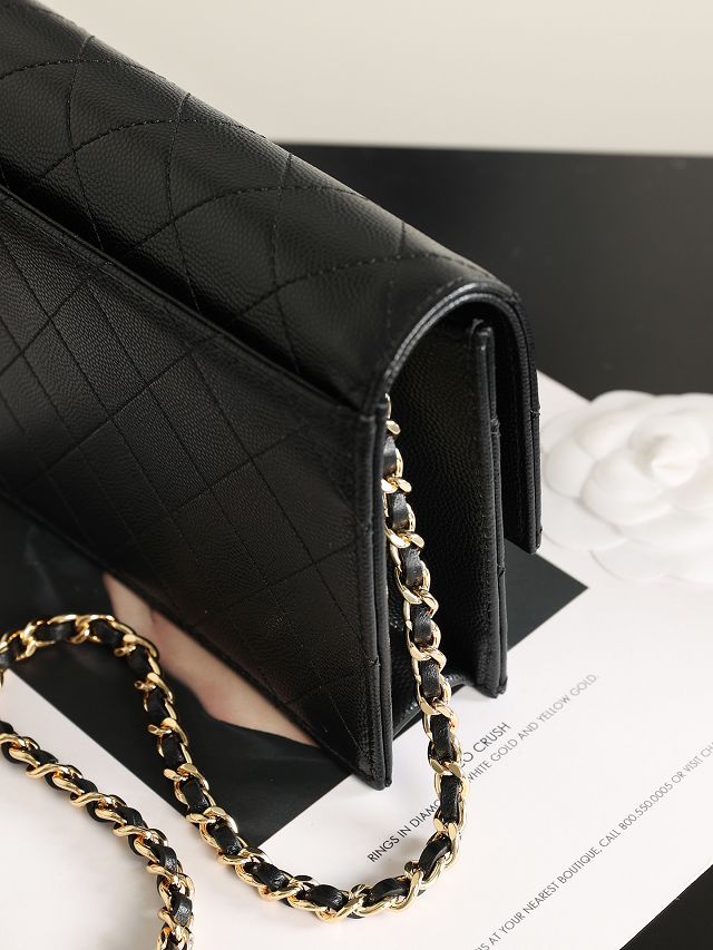 CC grained calfskin wallet on chain AP5455 black