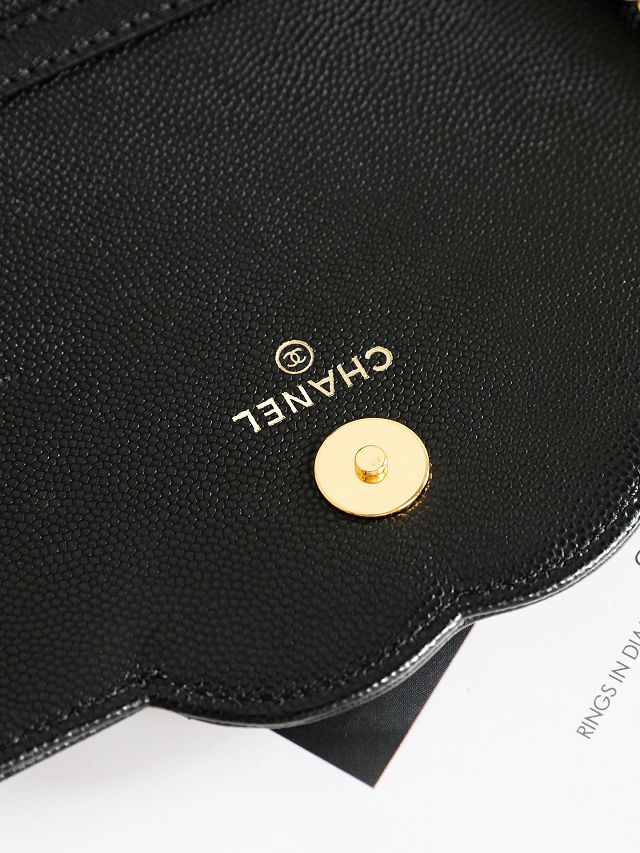 CC grained calfskin wallet on chain AP5455 black