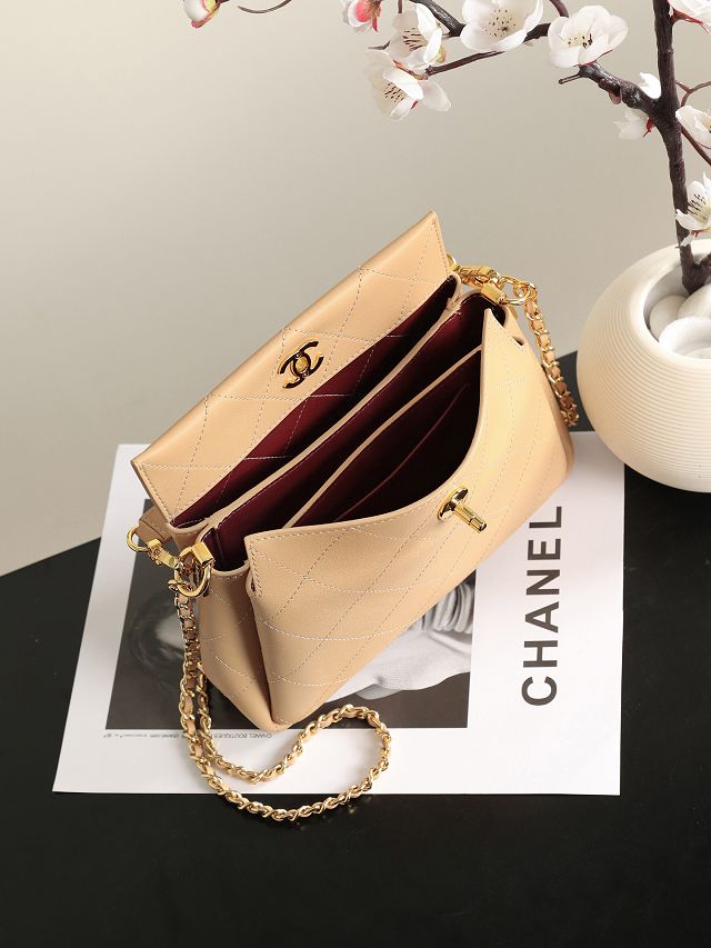 CC lambskin small hobo bag AS6255 beige