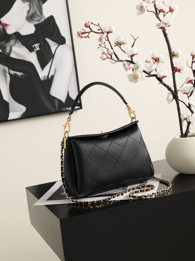 CC lambskin small hobo bag AS6255 black